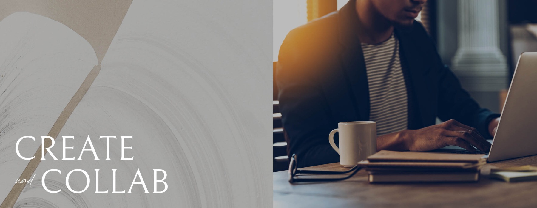 edited graphic showing a man working on a computer