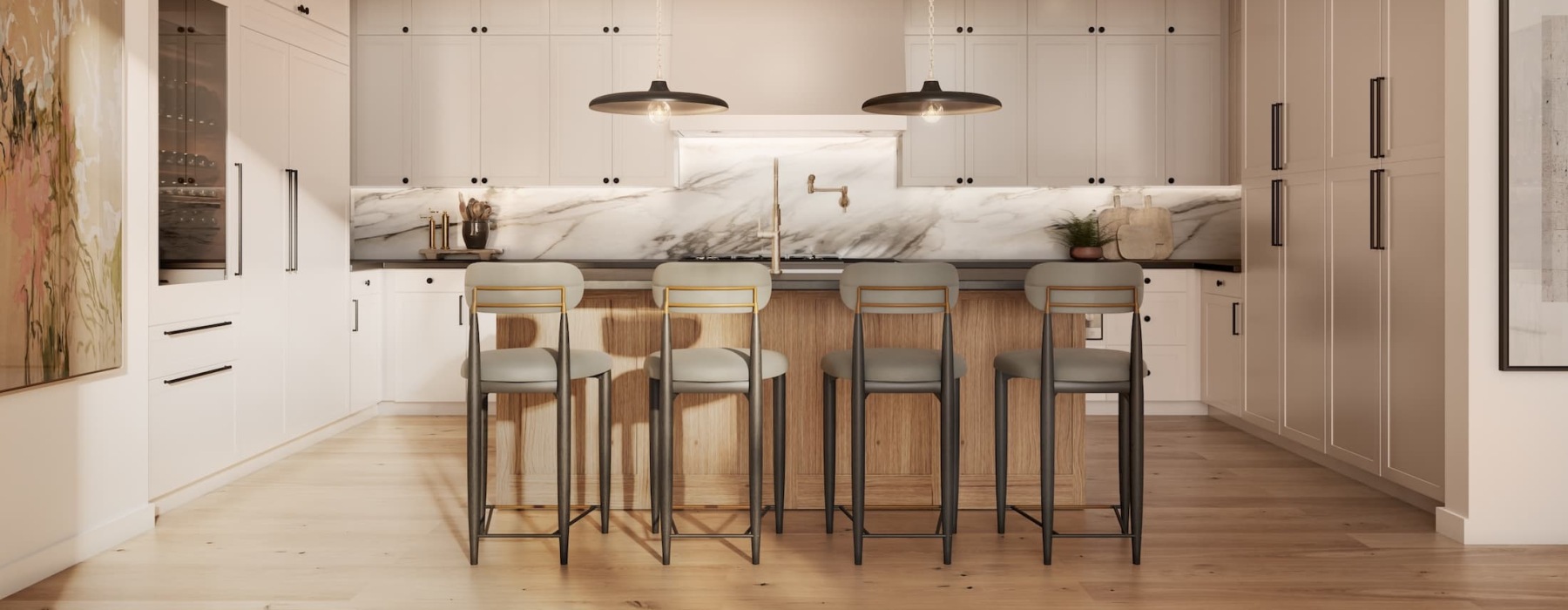 spacious kitchen with an island